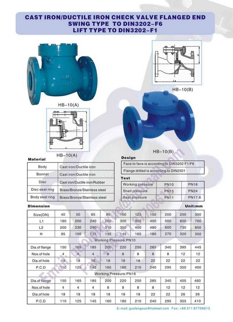 CAST IRON / DUCTILE IRON CHECK VALVES, SWING TYPE ,PN10/16 TO DIN 3202 ...