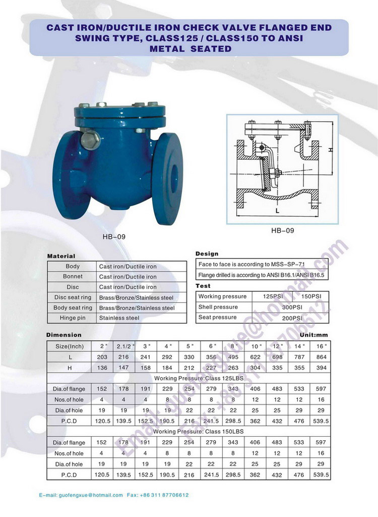 CAST IRON / DUCTILE IRON CHECK VALVES, SWING TYPE, CLASS 125/150 TO ...